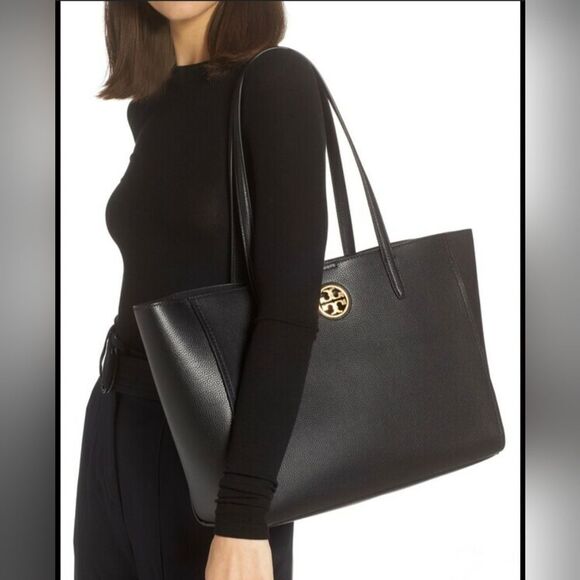 NWOT! Tory Burch Carson Black Leather Tote Bag - Picture 13 of 13